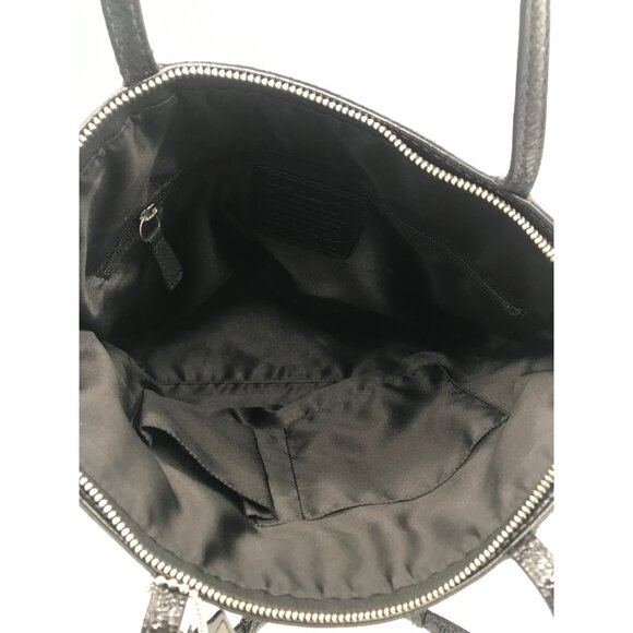 Coach Stripe Stitched Black Patent Leather Tote F19198 - Picture 11 of 11